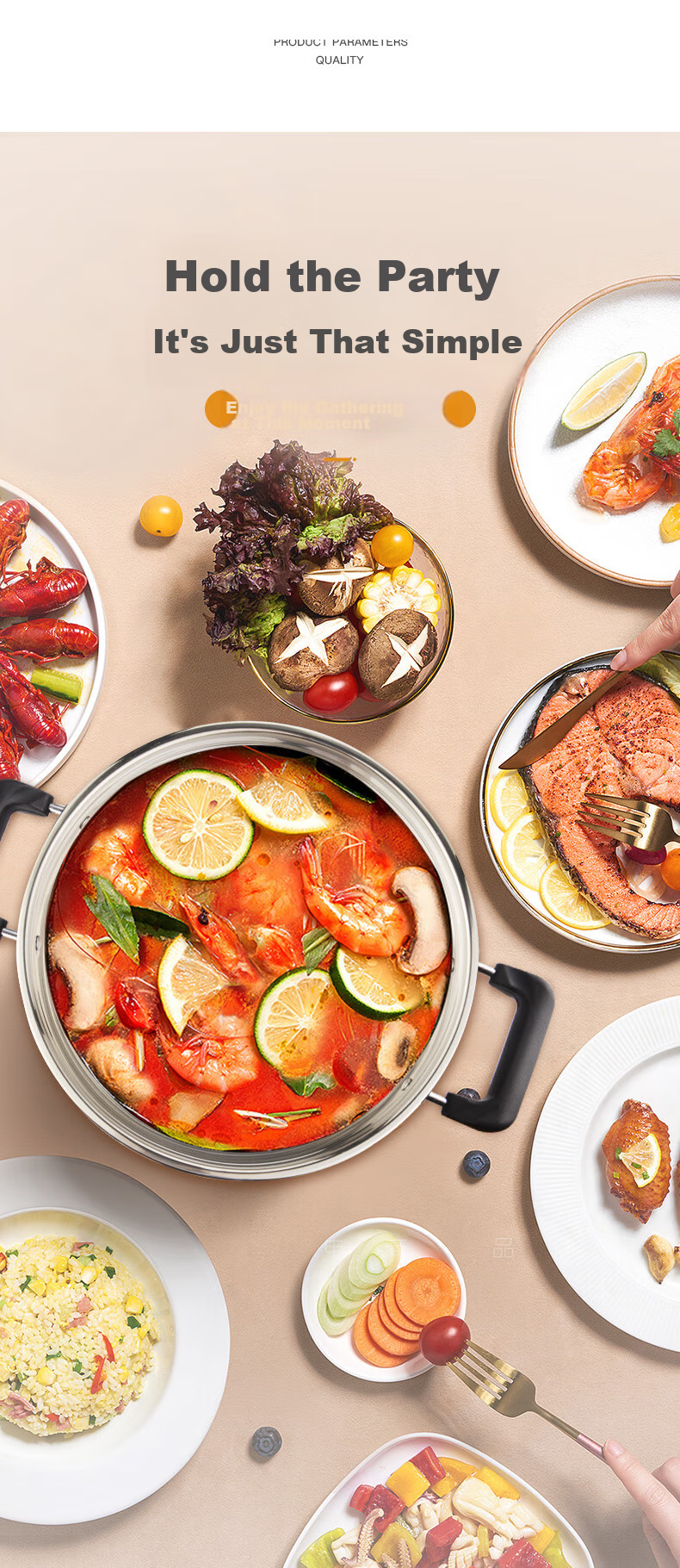 Hui Dang Jia Electric Steamer Pot, Electric Cooking Pot, Electric Wok, Multifunctional Electric Hot Pot, 316L Stainless Steel Electric Pot, All-In Electric Hot Pot, Multi-Purpose Pot G31-28 11