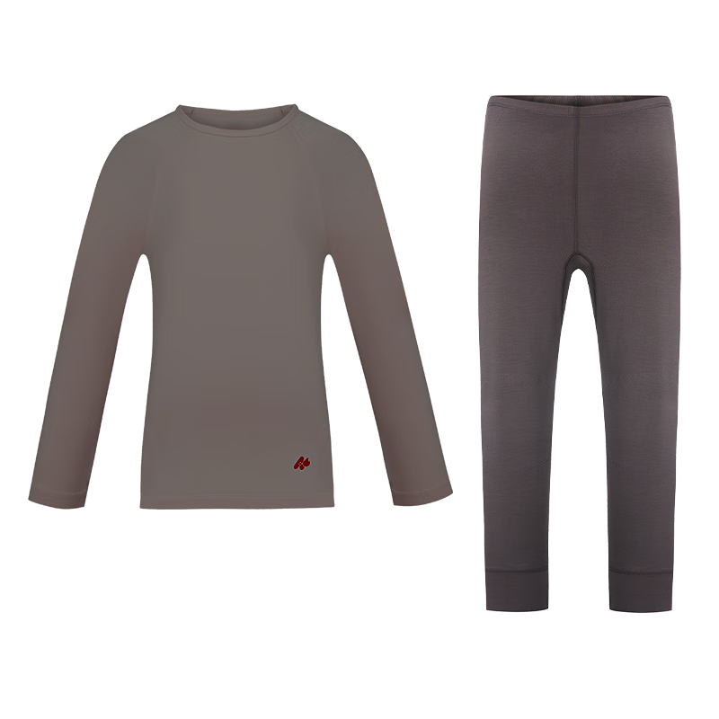 AIMER KIDS Small Heater [Medium Warmth] Boys And Girls Thermal Underwear Set, Moisture-Wicking And Heat-Generating Autumn Top And Pants, Gray, Size 130