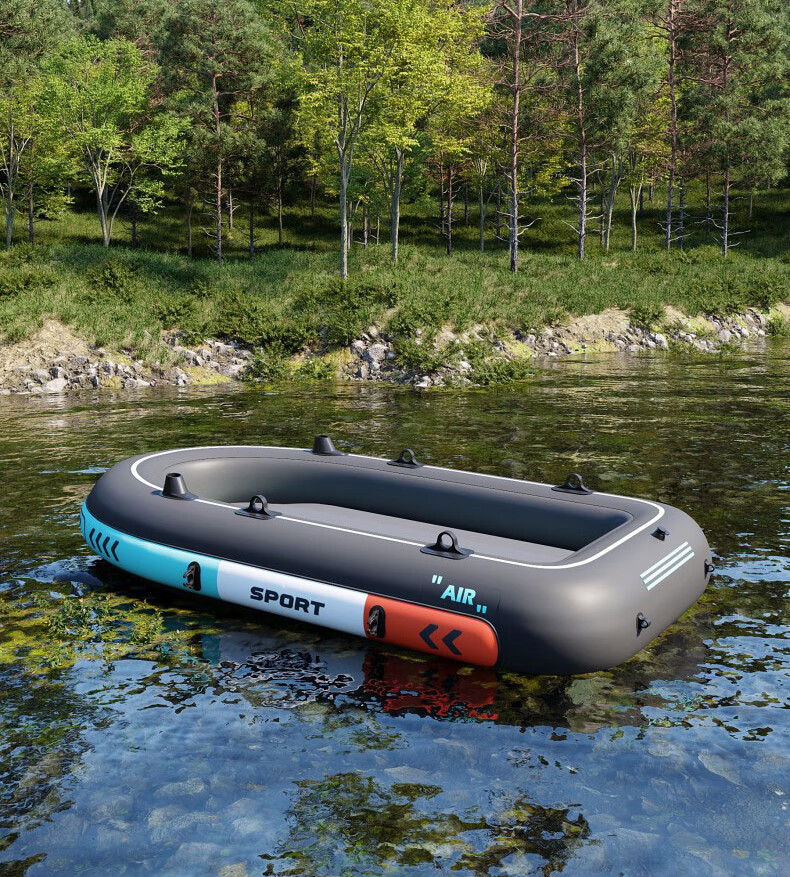 ASORAIN 4-Person Warrior Inflatable Kayak Fishing Lure Boat Thickened Rubber Dinghy Assault Air Cushion Fishing Camping Boat 30