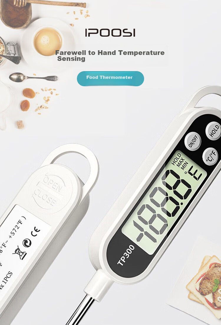 Baoshi Thermometer Probe Kitchen Baking Baby Milk Water Temperature Gauge Stainless Steel Automatic Power-Off Food Oil Thermometer 1