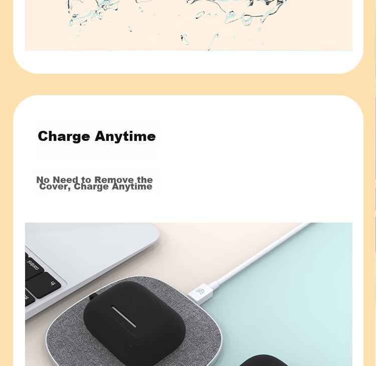 ESCASE AirPods 4th Generation Protective Case for Airpods 4, Apple Wireless Bluetooth Earphones Shockproof Dustproof Silicone Case for Men And Women, Stain-Resistant Wear-Resistant White + Lanyard 7