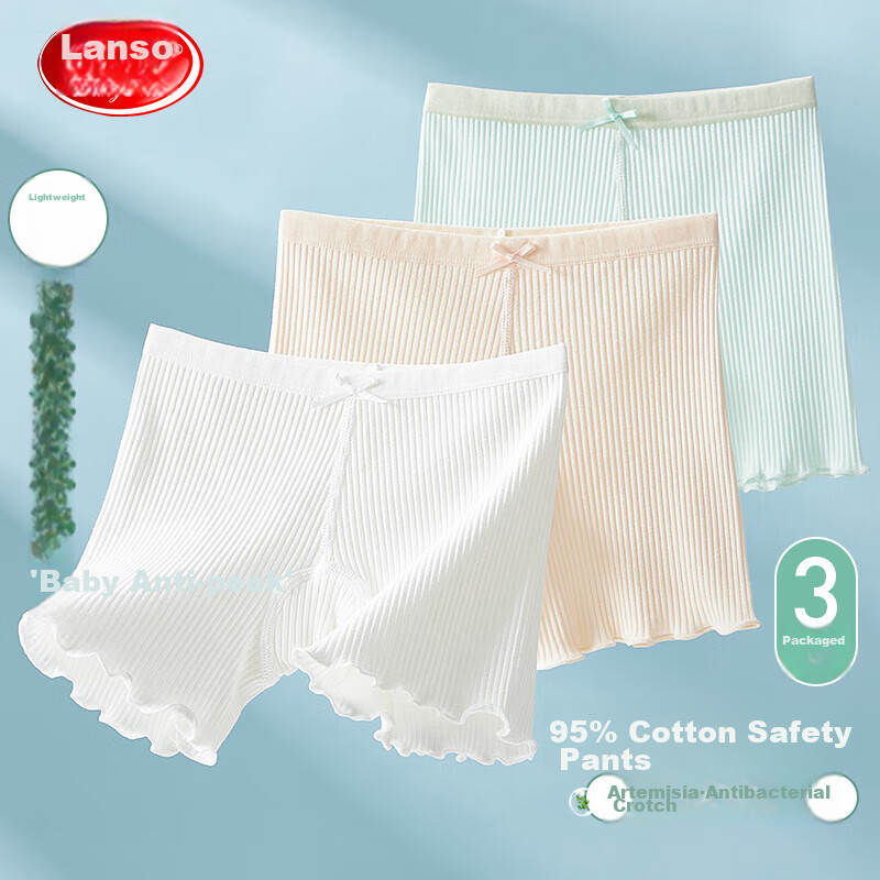 LangSha Children's Underwear, Girls' Mid to Big Kids A-Class Cotton Anti-Exposure Panties, Summer Thin Style Baby Boxer Briefs