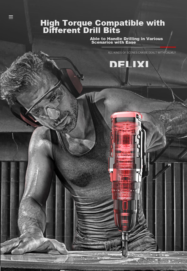 DeliXidianqi 21V Brushless Electric Drill, Rechargeable Lithium Impact Drill, Multifunctional Household Electric Drill, Household Electric Screwdriver, 4.0 8