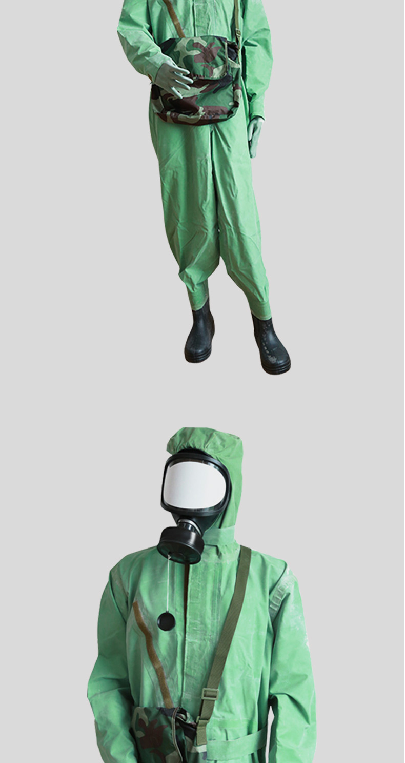 骁狼连体式防毒衣防护服阻燃防潮耐酸碱军绿色防护化服 大号180cm-185