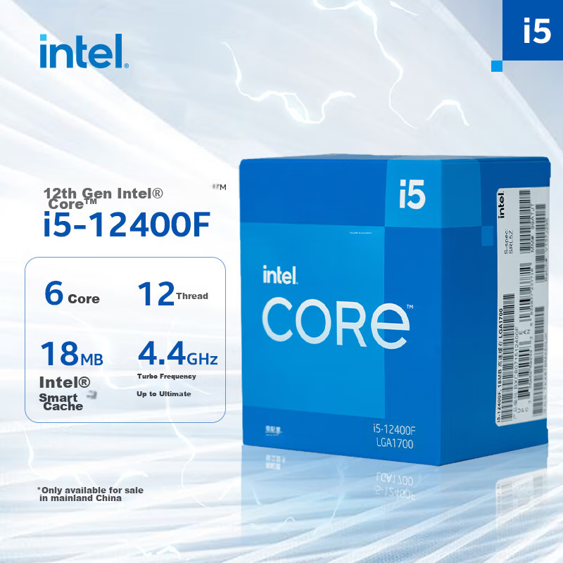 Intel Core 12th Gen I5 Processor 12400F, 6 Cores 12 Threads, Single-Core Turbo up to 4.4GHz, Desktop CPU
