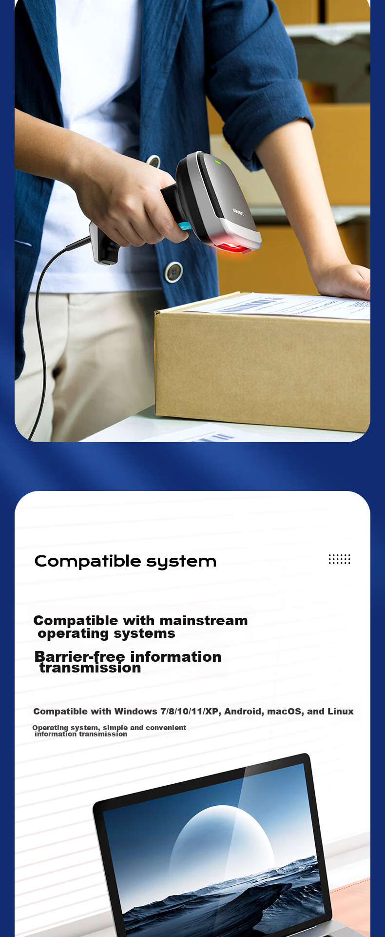 Deli Barcode Scanner, QR Code Scanner for Pharmaceutical Traceability, Medical Insurance Check, Express Delivery And Logistics Inquiry, Scanning Device with Product Barcode Scanner, Newly Upgraded with Stylish Appearance AA002 6
