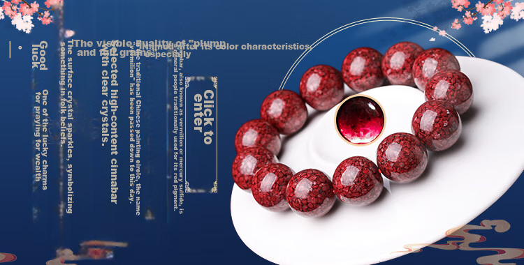 Doukou Shiguang Original Ore Translucent Crystal Cinnabar Bracelet, High-Content Zodiac Year Hetian Jade Fortune-Turning Bead Bracelet for Men And Women, 6mm 1