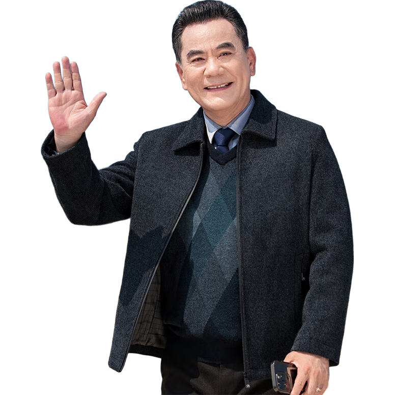Baocaiyang Dad's Woolen Coat for Men, Spring And Autumn Thick Lapel Business Suit Jacket for Middle-Aged And Elderly