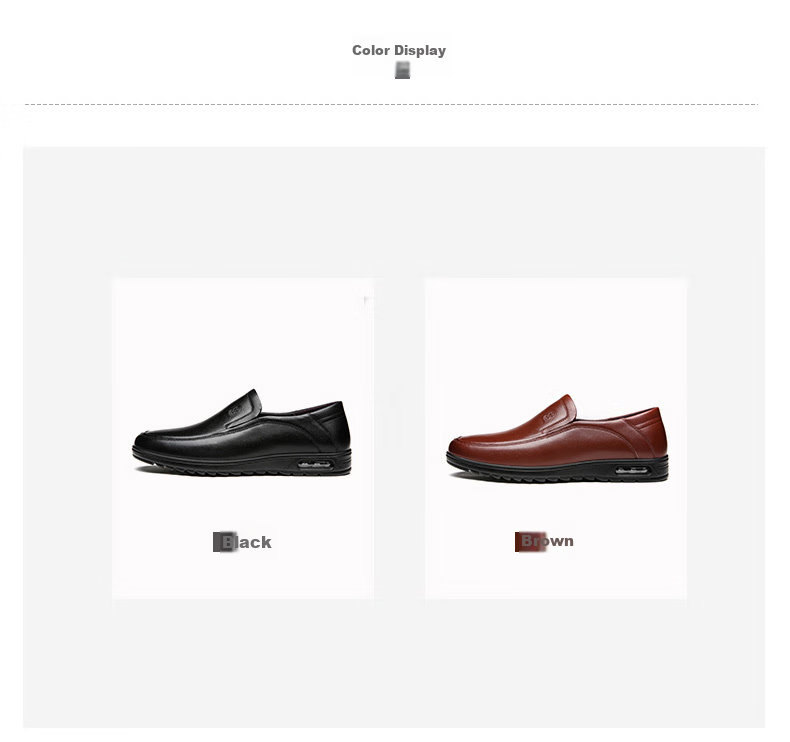 LAORENTOU Leather Shoes for Men, Top-Grain Cowhide Business Casual Shoes, Comfortable Breathable Slip-On Men's Shoes 510904419 Black Size 40 8
