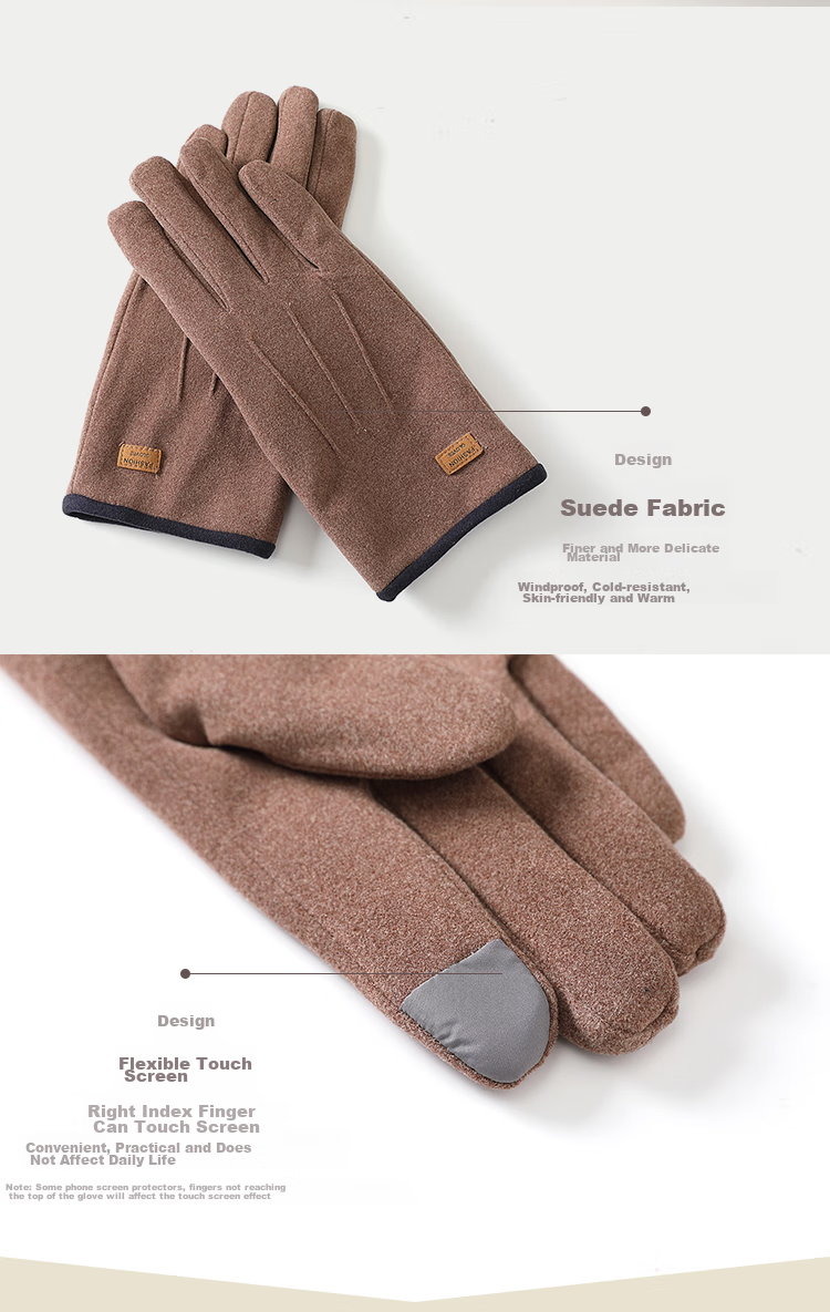 JIUMU Warm Gloves for Men, Winter Thickened Fleece-Lined, Suitable for Cycling And Driving, Windproof And Cold-Resistant, Touchscreen Compatible 5