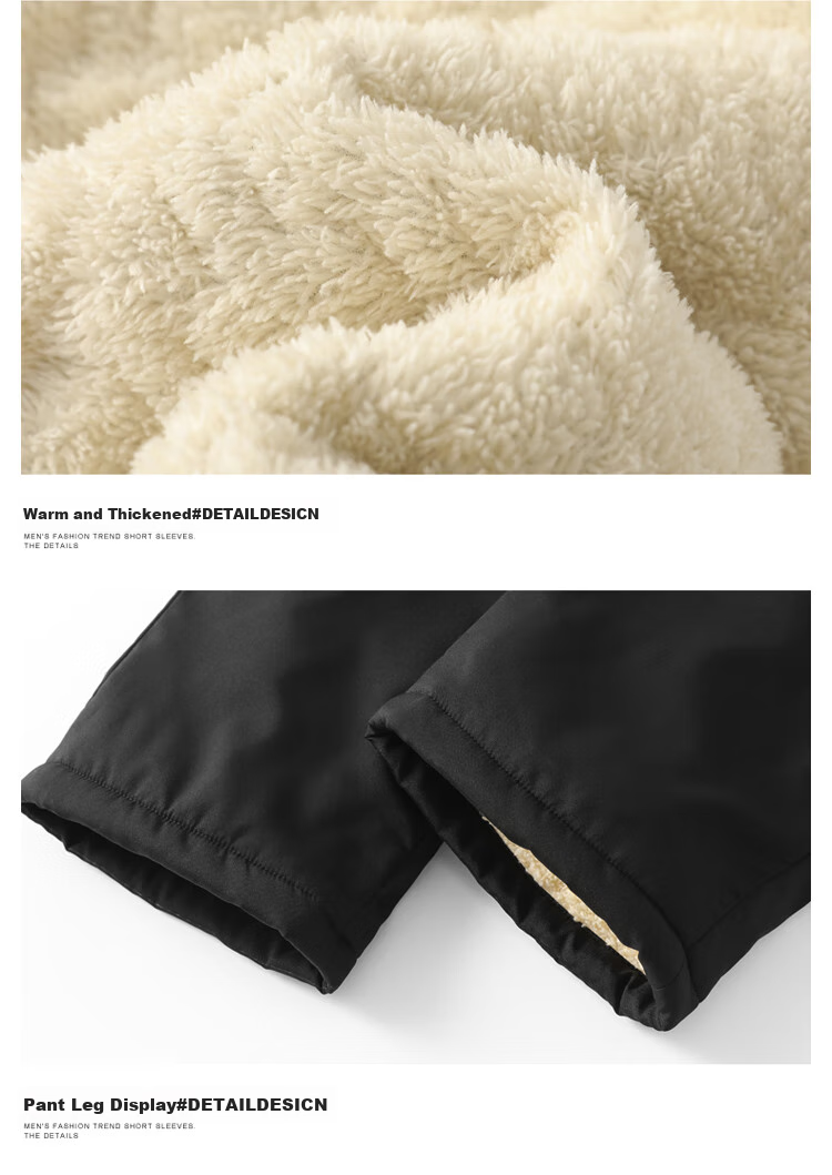 TUCANO Men's Cotton Pants Lamb Wool Fleece Thickened Graphene Warm Comfortable Casual Straight Leg Trousers Black 3XL 35