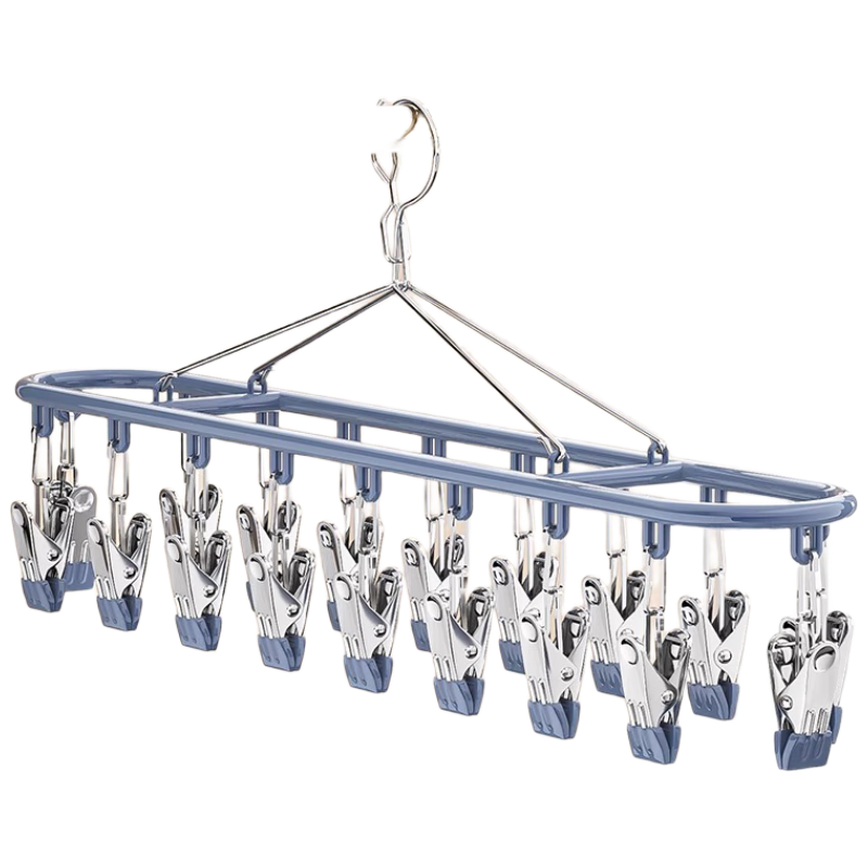 MUYA Stainless Steel Sock Drying Rack Multi-Clip Household Non-Marking Underwear Panties Clothes Hanger Balcony Windproof Tool