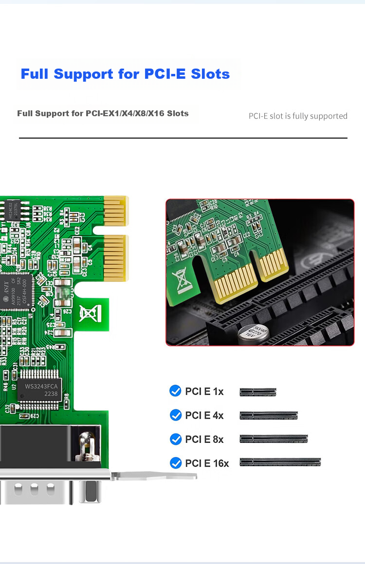 EB-LINK PCI Serial Port Card, Computer COM Port Expansion Card, RS232 Industrial Computer, 9-Pin Adapter Card 5