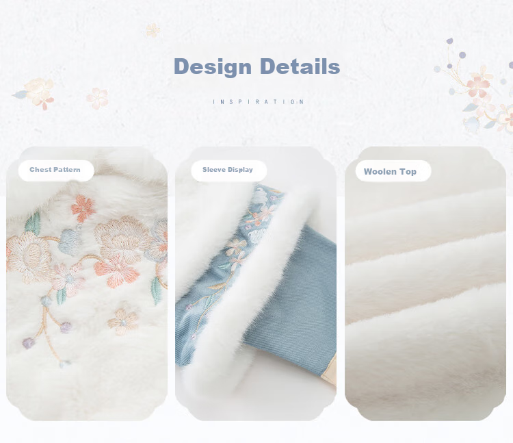 Qibo Girls' New Year Outfit, Winter Children's Hanfu, 2026 New Style Ming Dynasty Greeting Costume, Moon White Star, Size 100 25