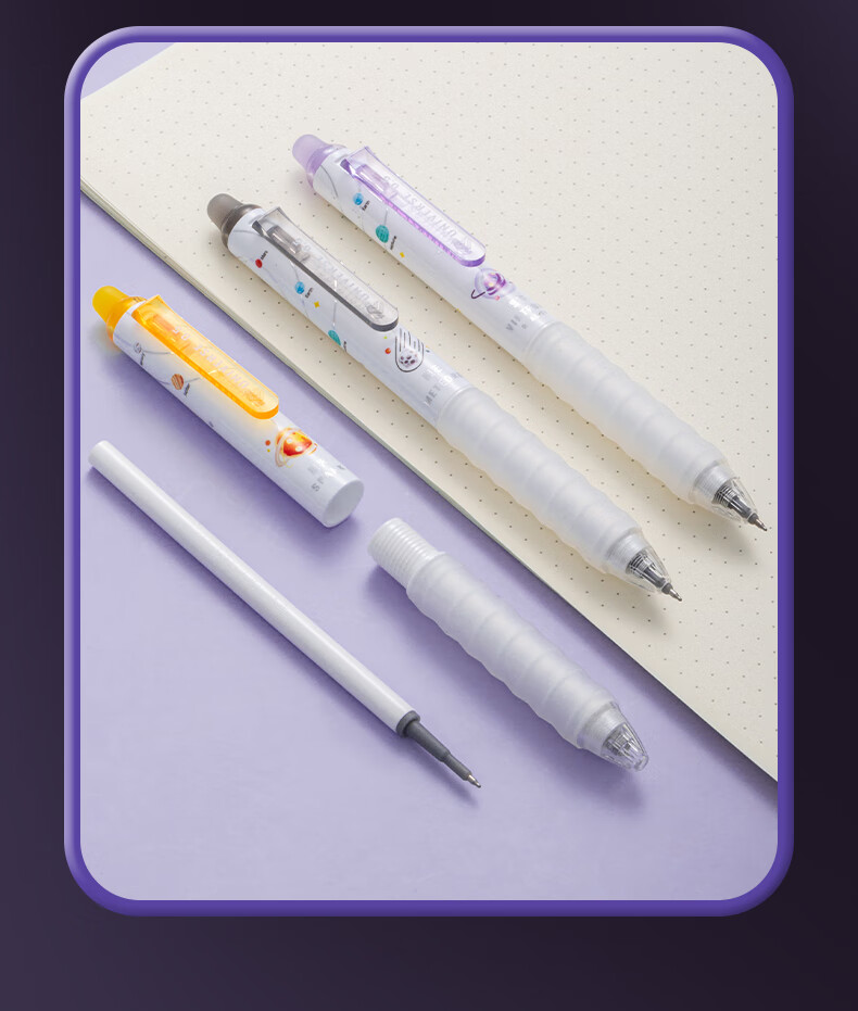 AIHAO [Exam Reward, Graduation Gift] Universe All Things Retractable Erasable Pen ST Tip 0.5mm Elementary School Grade 3 Hot Erasable Gel Pen Black 5 Pcs GP2715 3