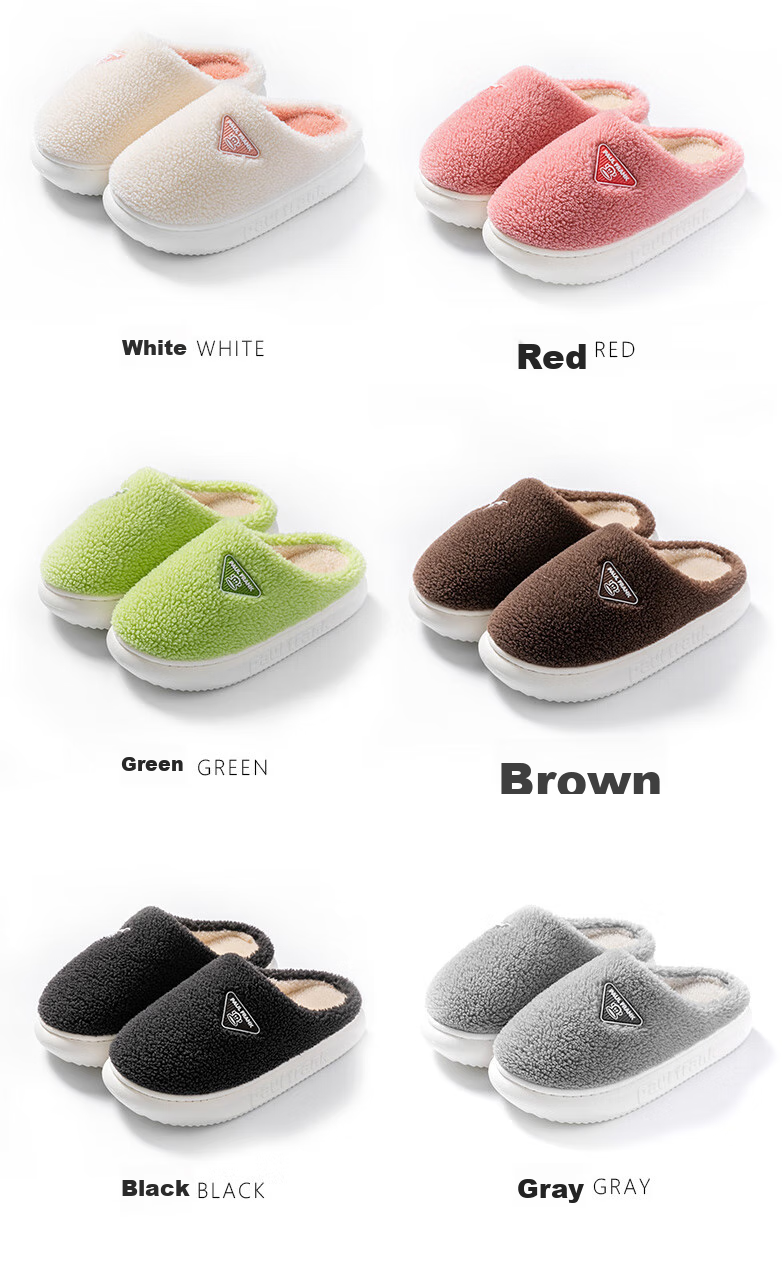 Paul Frank Cotton Slippers for Women, Autumn And Winter Home Fleece-Lined Thick Sole Warm Cotton Shoes for Men SH100 White 250 18