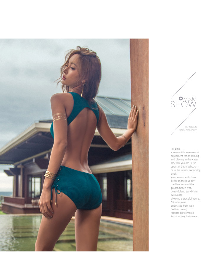 DK Women's Swimsuit New Arrival, Sexy Yet Modest, Tummy-Concealing, Slimming, Korean Fairy Style, Triangle One-Piece Hot Spring Swimming Suit, Blue-Green, XL 6