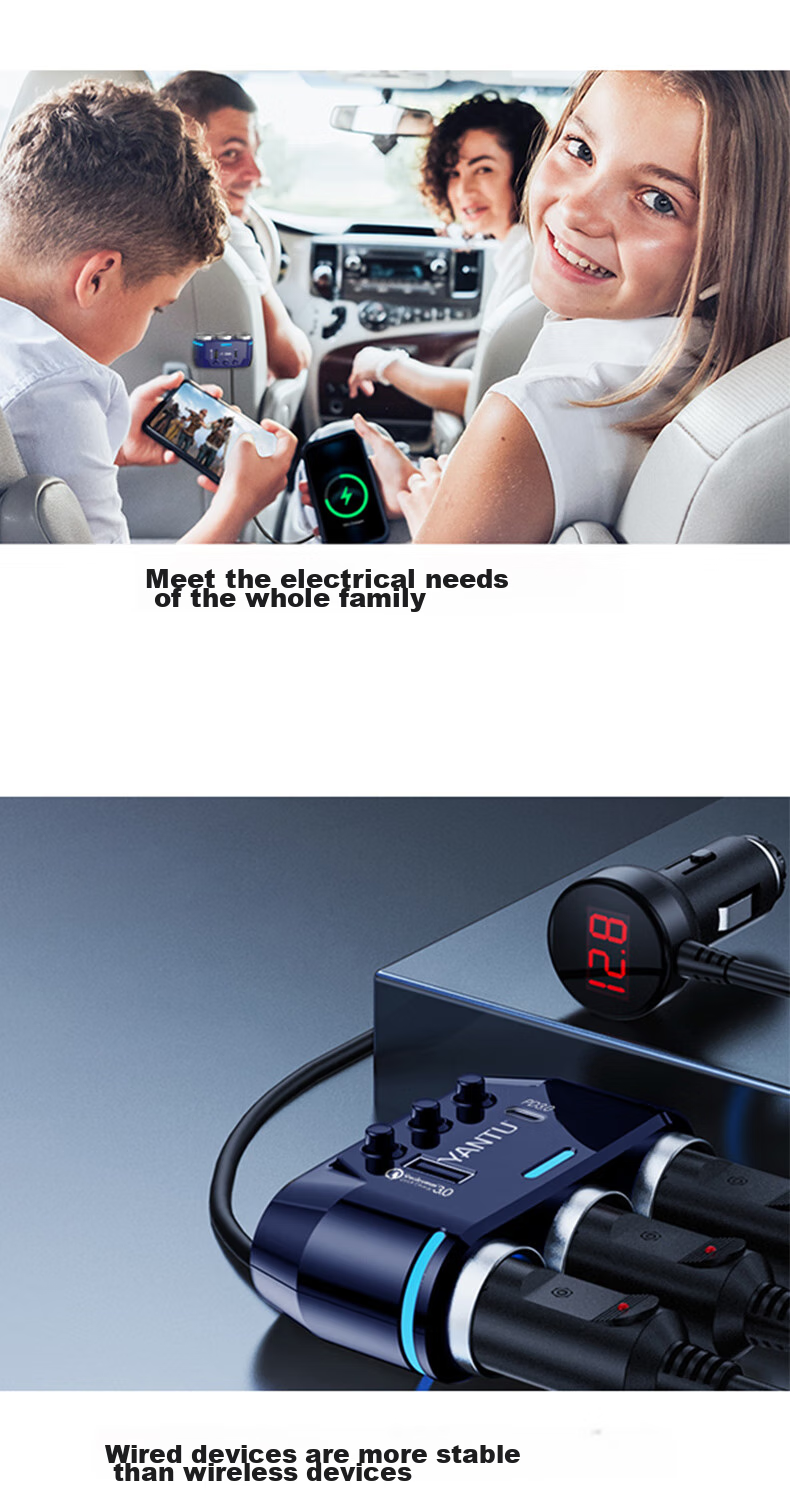 Yantu Car Charger Cigarette Lighter, Fast Charging 140W Dual USB Ports Type-C Car Charger with Voltage Monitoring 5