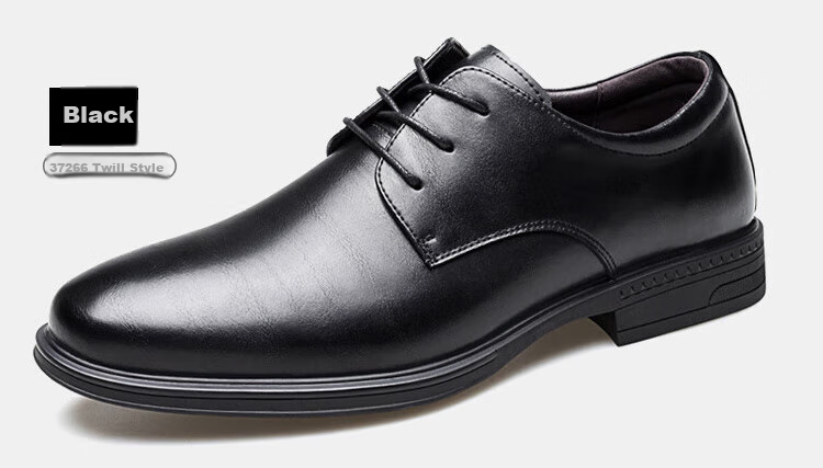 EGCHI Men's Leather Shoes, Business Formal Dress British Style Commuter Shoes, 1618 Black (Height-Increasing Version), Size 44 35