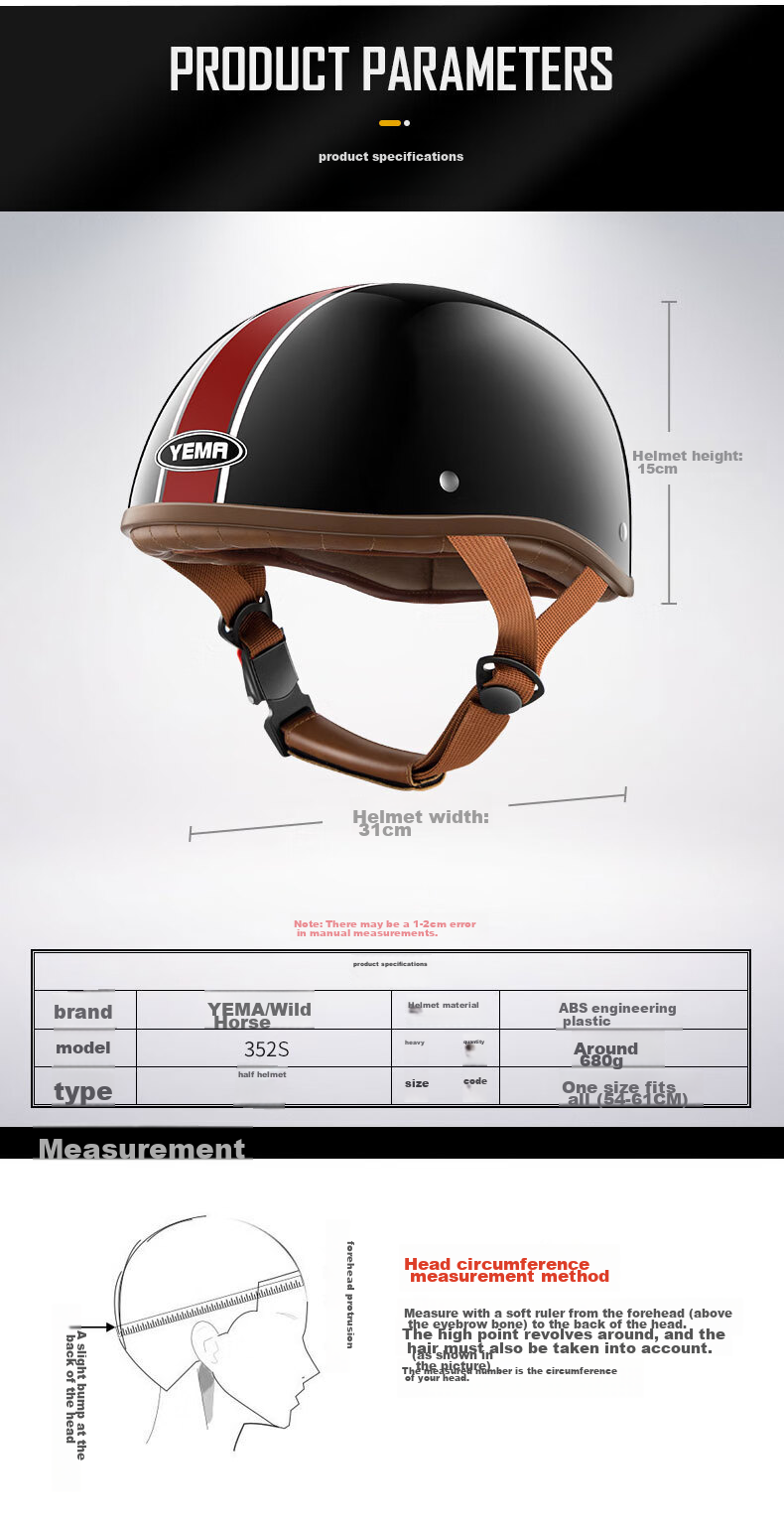 YEMA 3C Certified 352S Electric Motorcycle Helmet Men's Retro Half Helmet Electric Scooter Safety Helmet Women's Four-Season Lightweight Summer One Size Khaki White 11