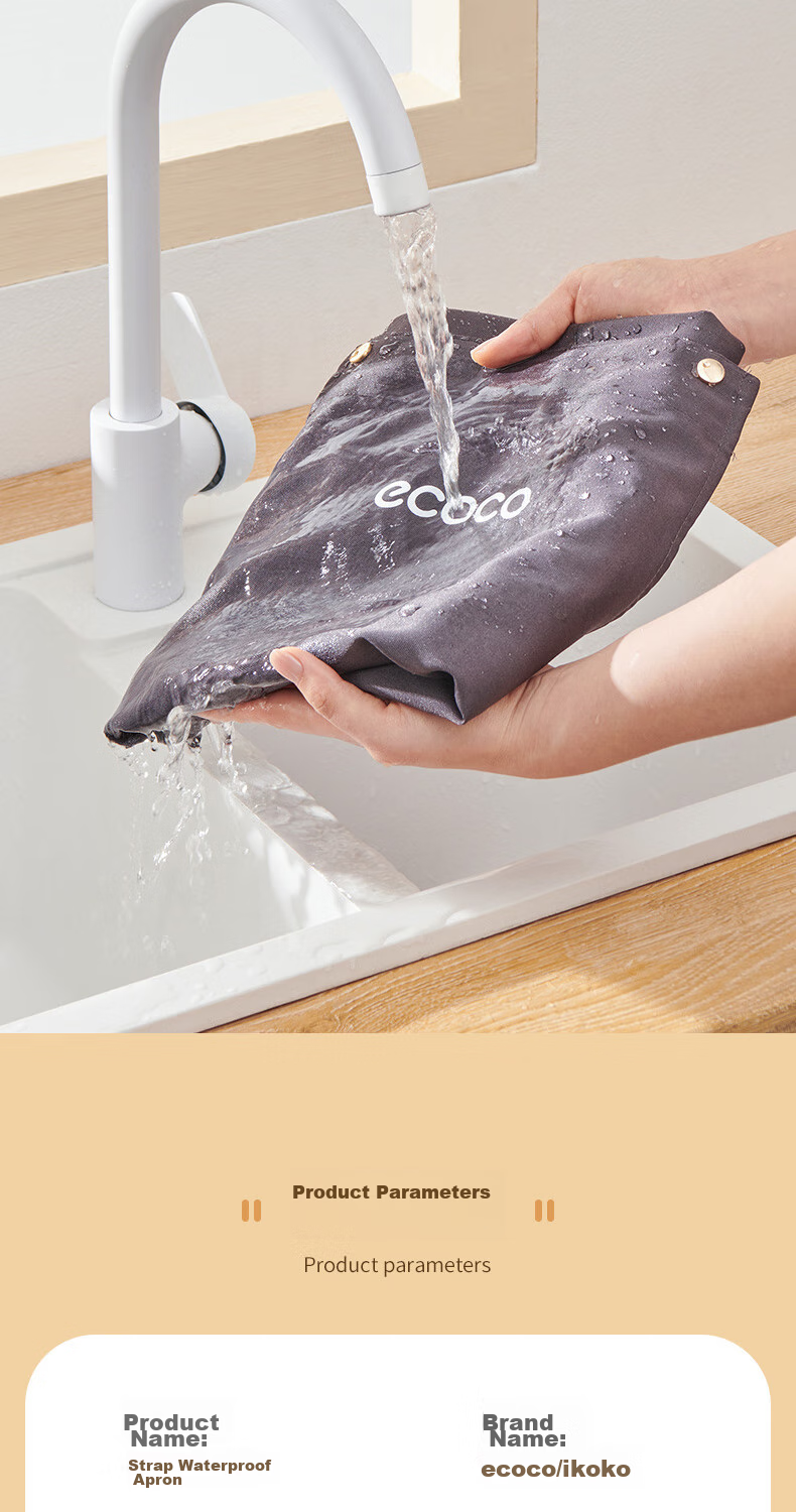 Ecoco Waterproof Apron, Kitchen Work Uniform, Home Use Oil-Proof And Dirt-Resistant Cooking Full Apron, Catering Apron E2302 12