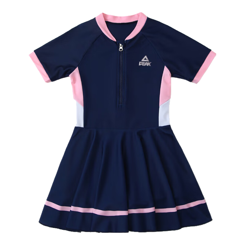 PEAK Children's Swimsuit for Girls, Summer One-Piece Dress Style, Sun Protection Princess Dress for Older Girls, Hot Spring Swimwear, Size 130