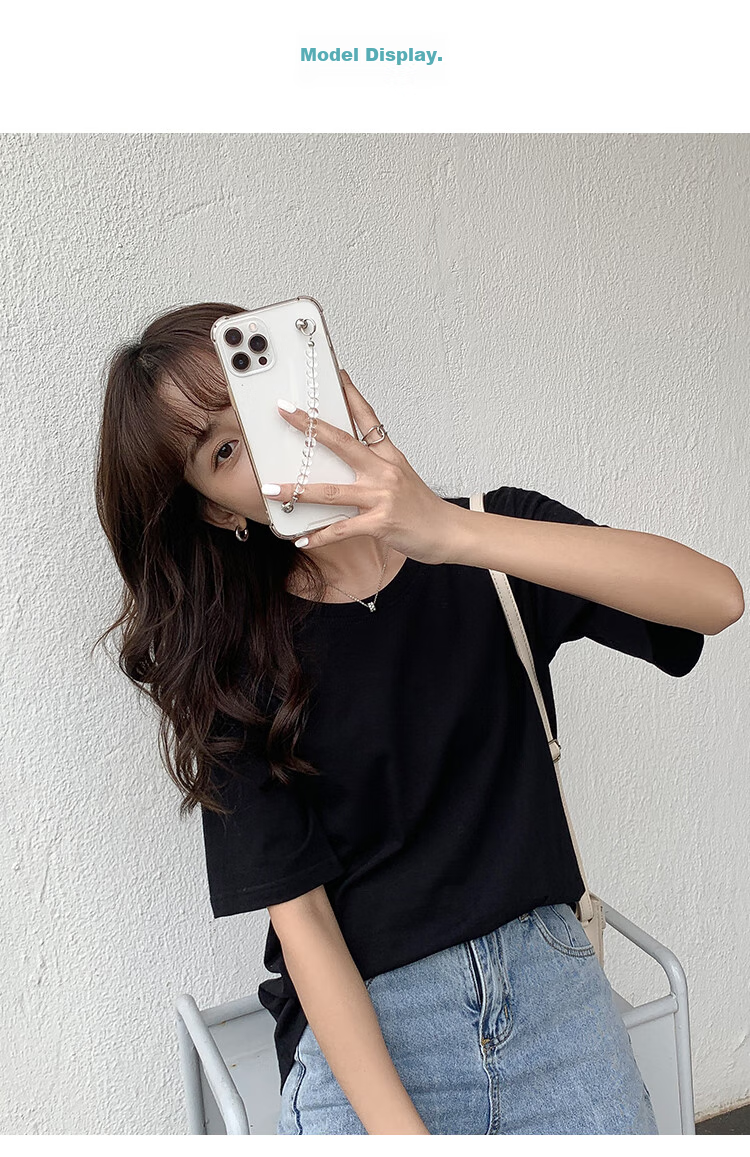 Nanjiren Premium Cotton Short Sleeve T-Shirt Vest for Women Summer Thin Solid Color Half Sleeve Top Wearable Inside and Outside M 13