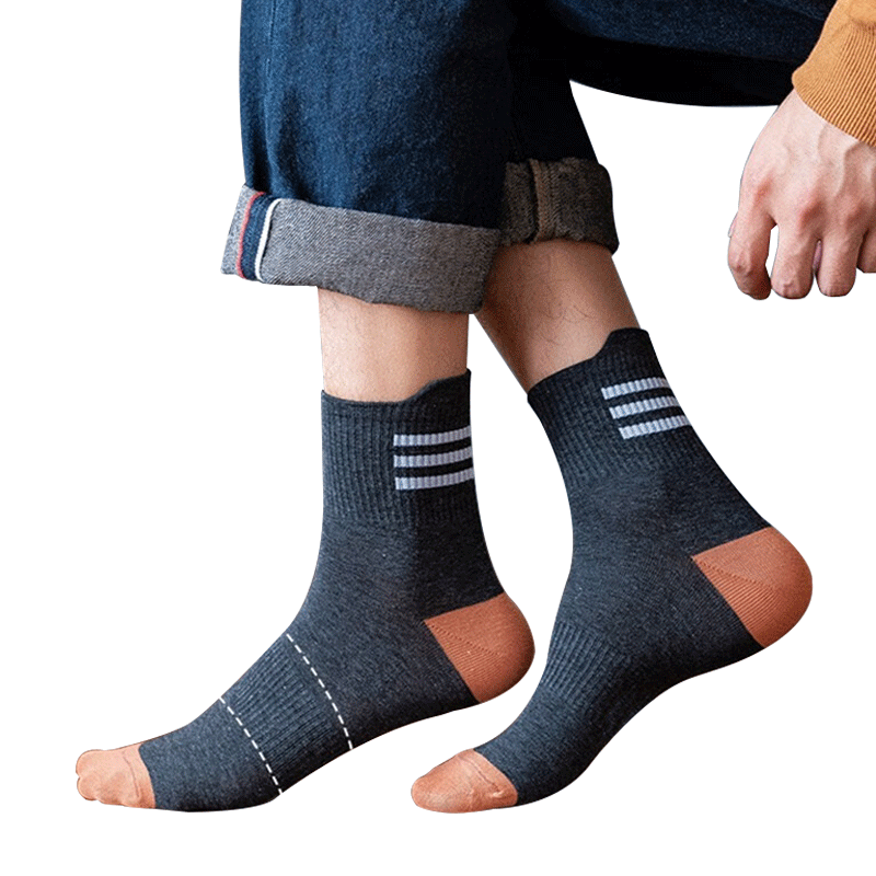 Mianshisan Men's Mid-Calf Socks, Antibacterial Breathable Black Sports Trendy Long Socks for Autumn And Winter, 8 Pairs QL