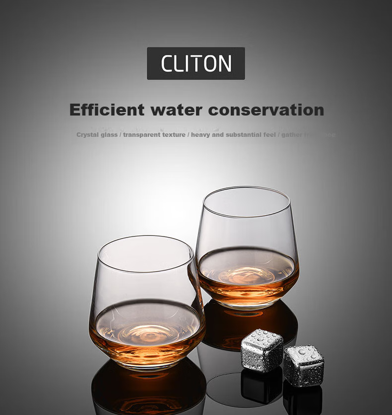 CLITON Crystal Glass Whiskey Tumblers, Liquor Glasses, Wine Glasses, Water Glasses Set of 6 CL-JB06 1