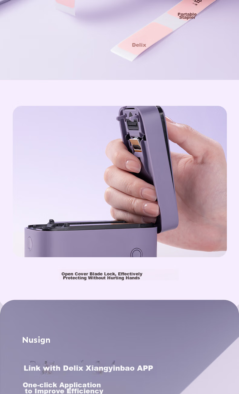 Deli Q3 Purple Portable Thermal Label Printer for Home Use, Journal Name Tags, Storage Labels, Price Tags, Food Labels Printer, 300dpi High-Definition, Mobile Phone Connectio 12