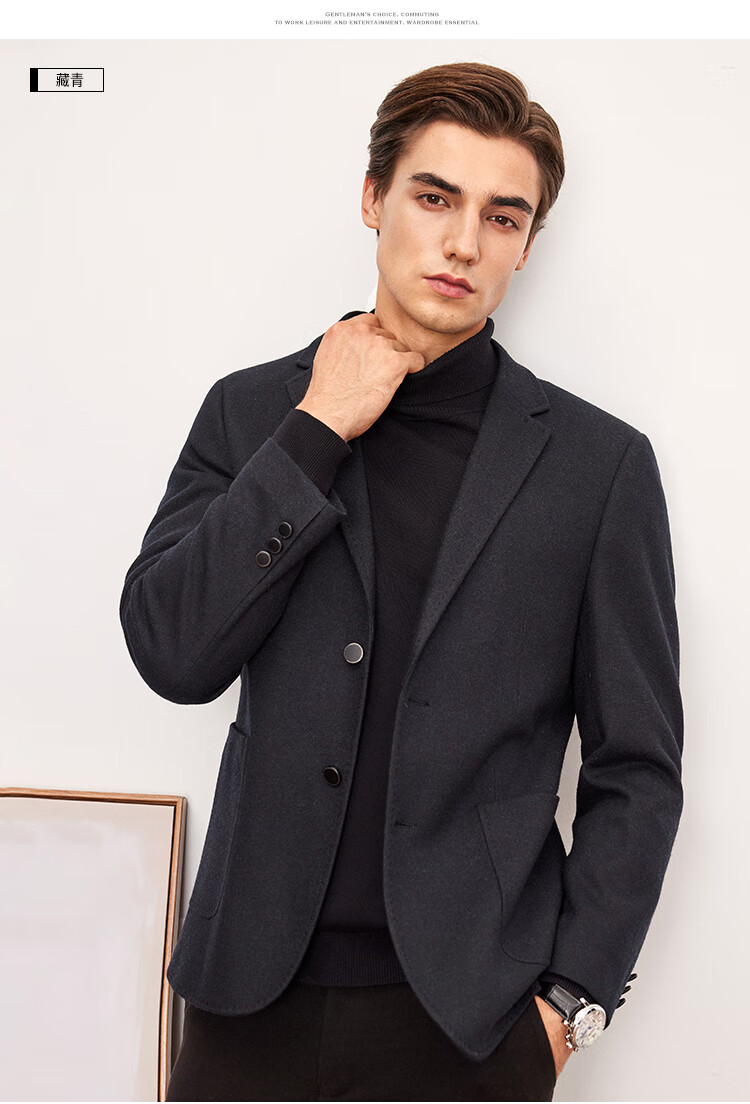 FIRS [Wool Warmth] Men's Suit, Autumn And Winter Style, Floral Texture, Fitted Double-Breasted, Crisp Business Casual Jacket 8