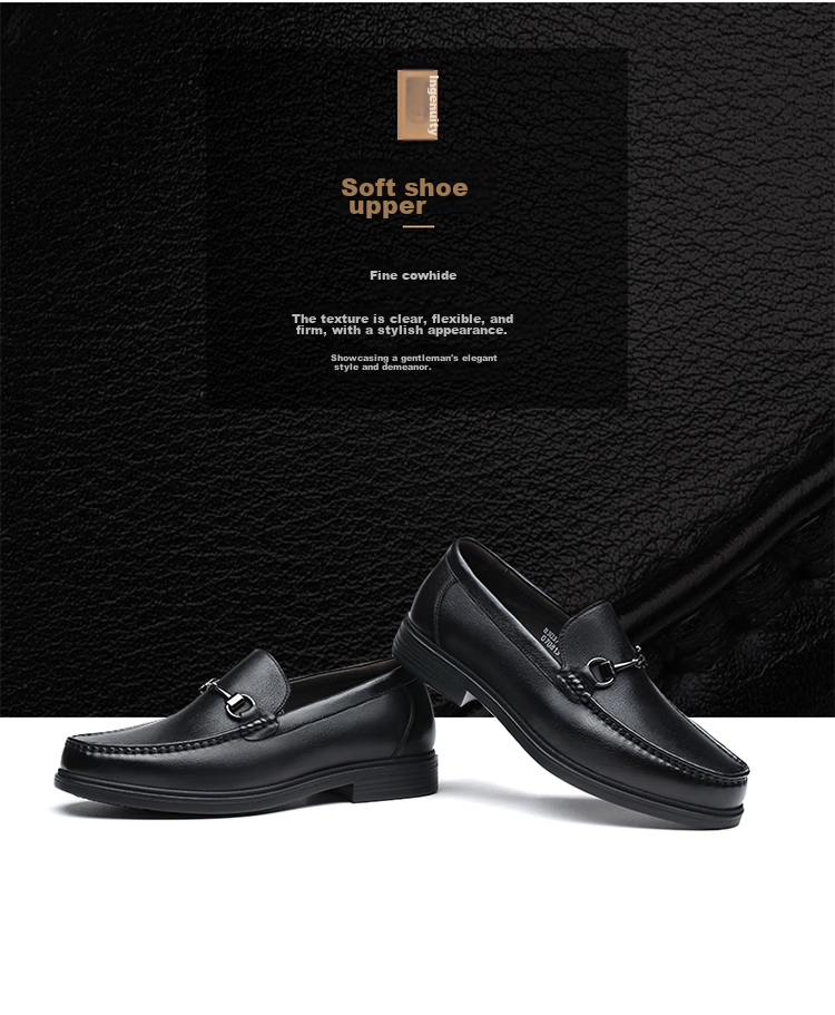 LAORENTOU Men's Leather Shoes, Business Casual Cowhide Slip-On Loafers, Soft Upper Driving Shoes, 83037 Black Size 42 4