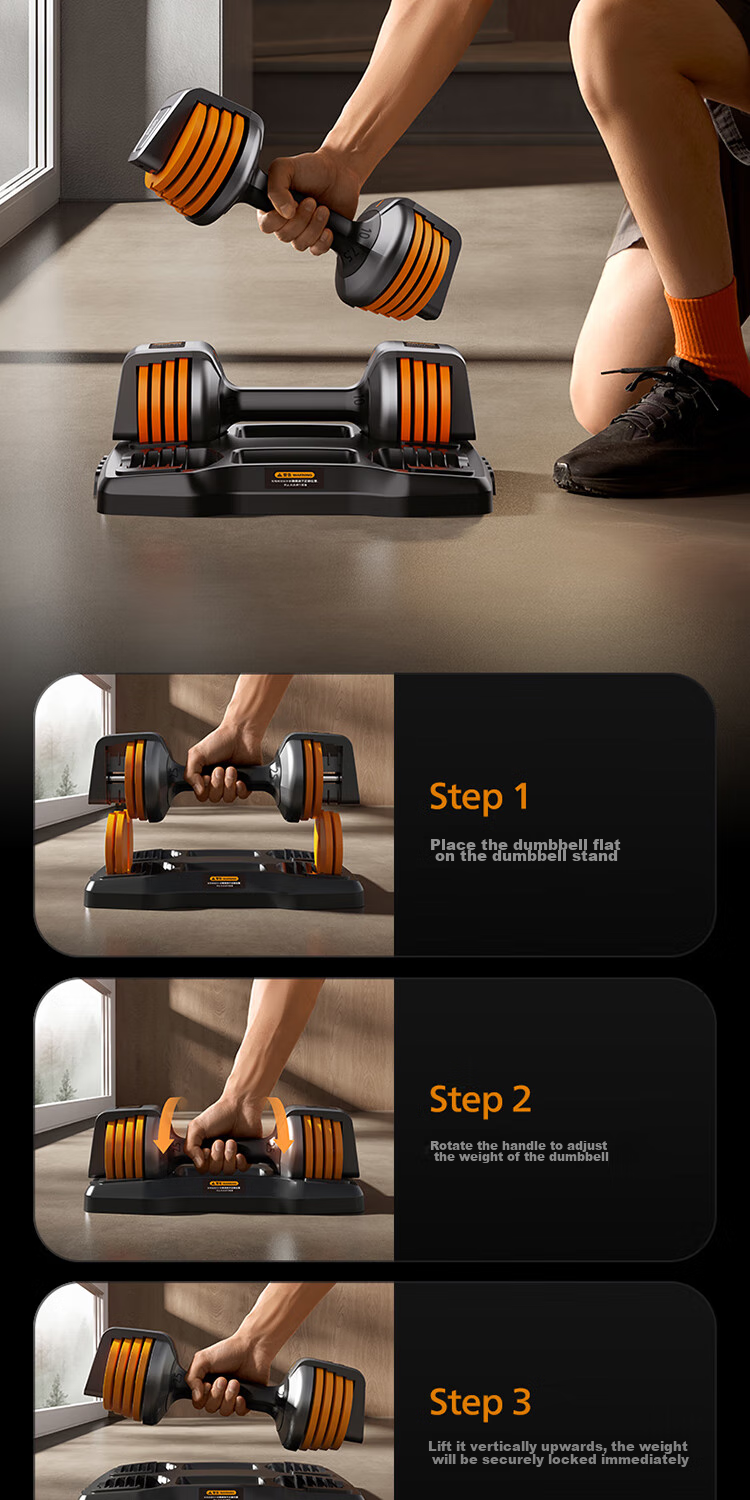 Feilipu Adjustable Smart Dumbbell Set for Men's Home Fitness Workout And Strength Training Equipment, Model 5301, 1 Pair 16