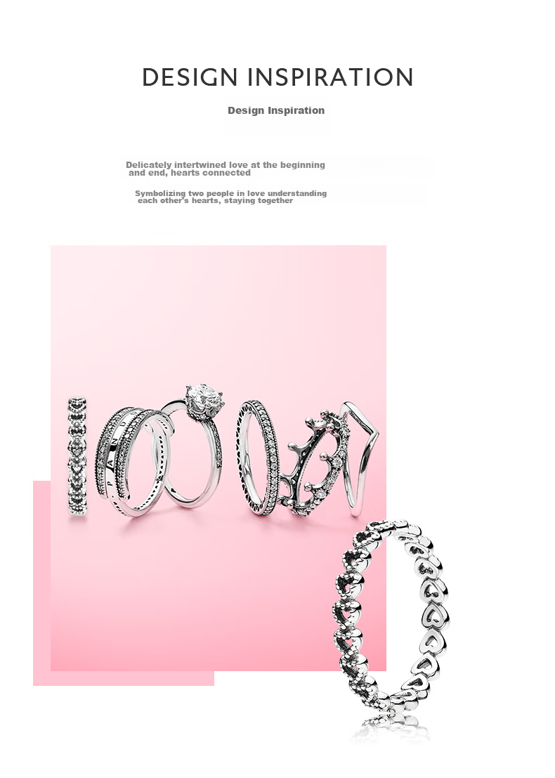 Pandora Interlocking Hearts Ring, 925 Sterling Silver, Unique And Stylish, Simple Fashion, Birthday Gift for Girlfriend 4