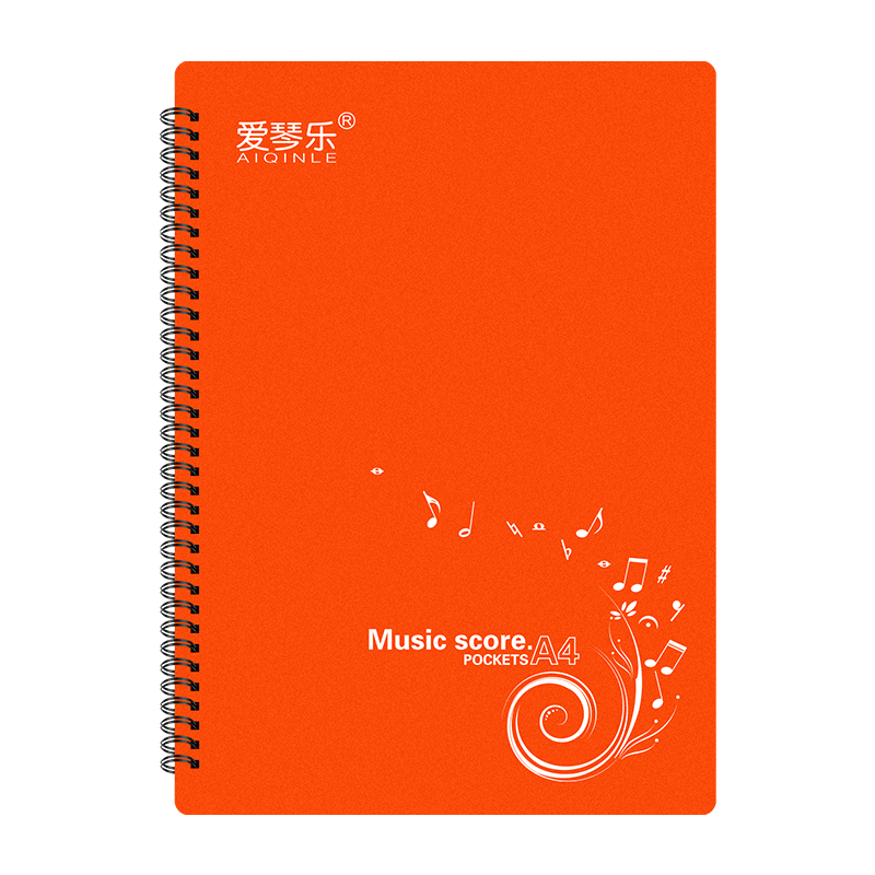Aiqinle A4 Sheet Music Folder, Full-Size, Four Pages, Holds 40 Sheets, Sunshine Orange, Piano Score Folder, Multifunctional And Editable