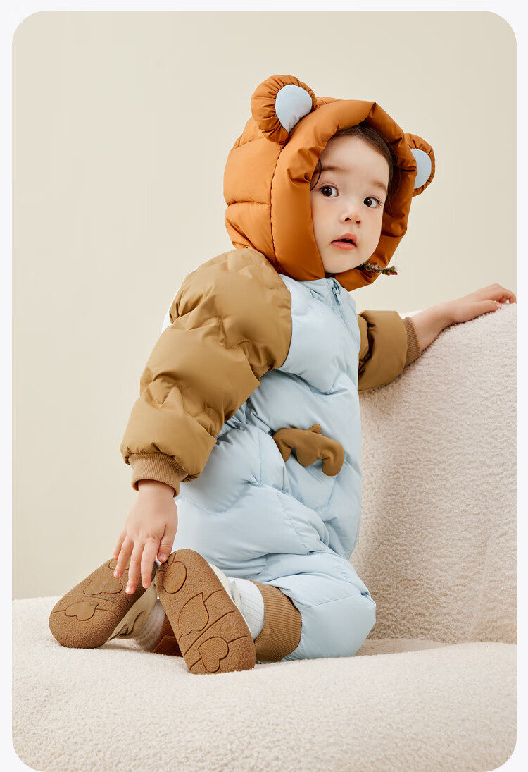 Minibala Newborn Baby down Jacket Onesie, Outdoor Wear for Boys And Girls, White Duck down Winter Coat 18