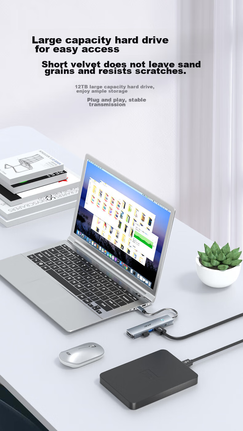 Acer Type-C Expansion Dock, USB3.0 Hub, HDMI Adapter, 4K Screen Mirroring, PD Charger, Compatible with MacBook And Huawei Computers, Five-In Converter 9