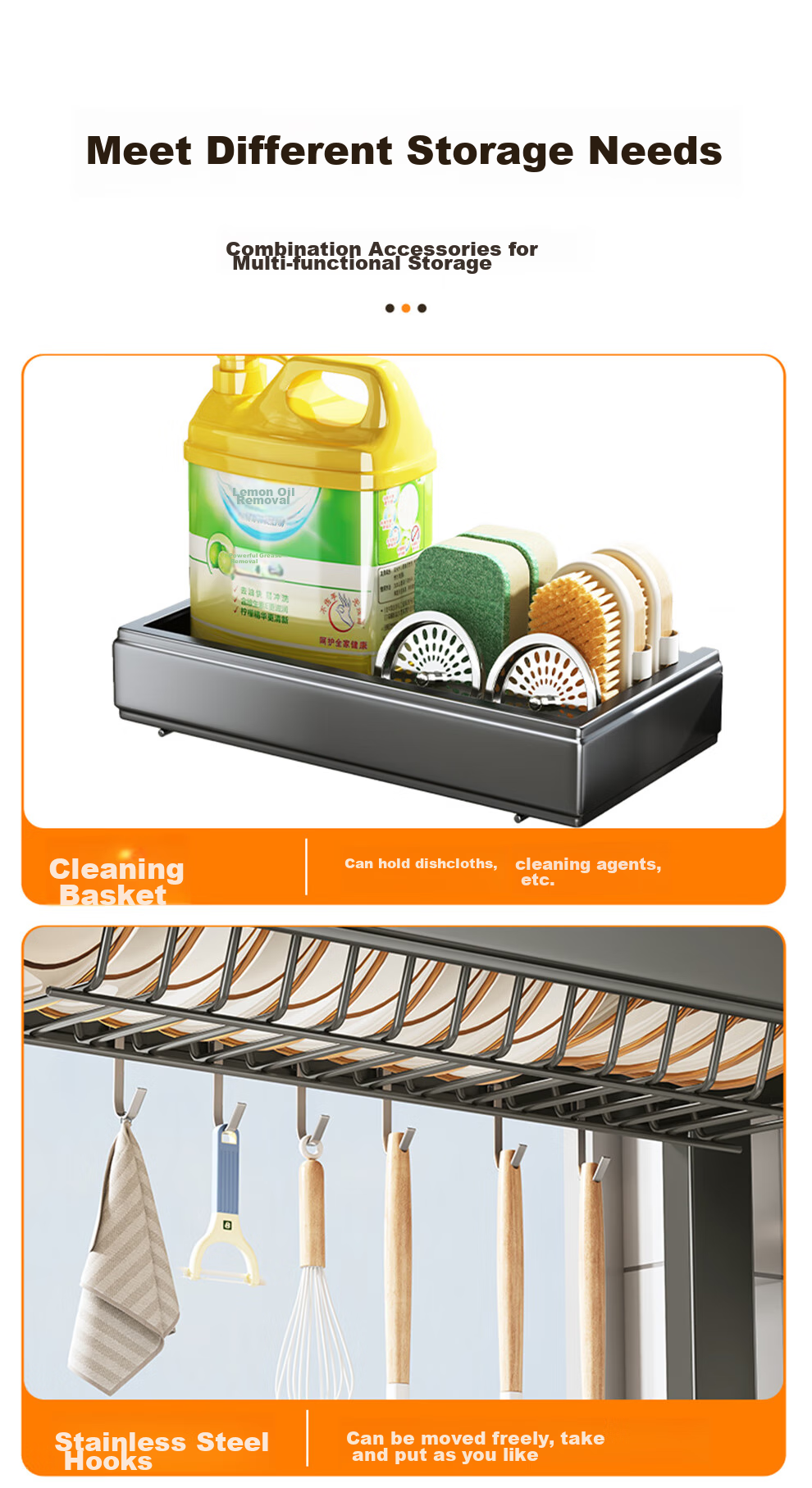 Shuaishi Kitchen Utensil Storage Rack, Sink Rack, Draining Rack, Dish Rack, Dishwashing Rack, Sink Organizer 16