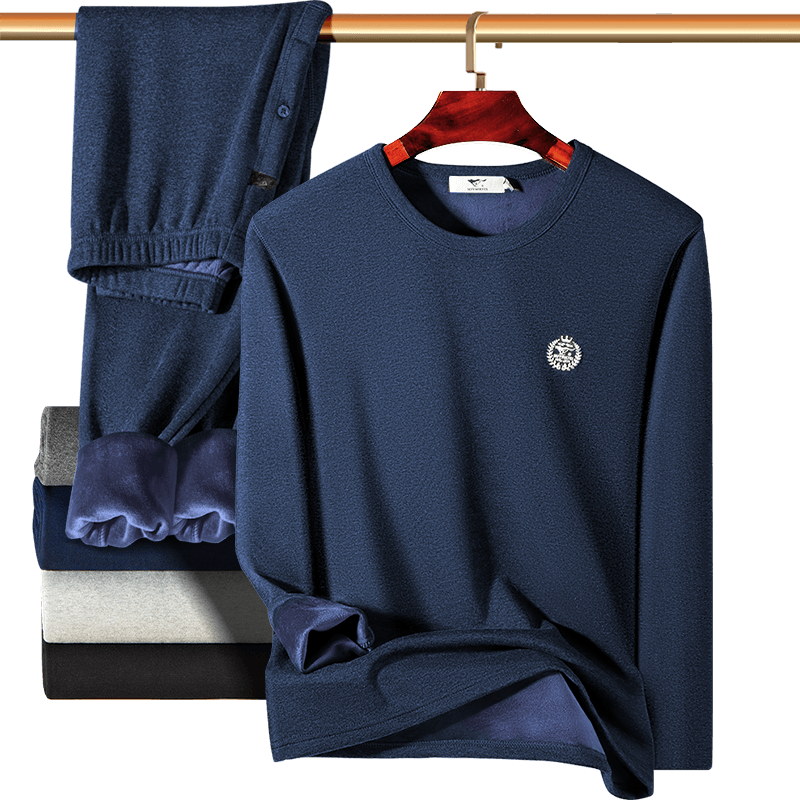 SEPTWOLVES [Upgraded Double Warm] Thermal Underwear for Men, Fleece-Lined Thick Ultra-Soft Tech Fleece Autumn Top And Bottom Winter Set