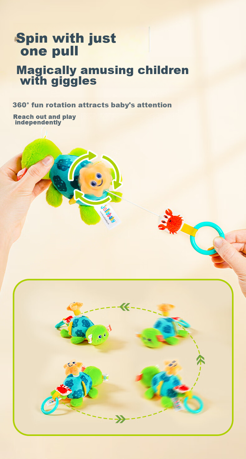 Jollybaby Cute Pet Spinning Toy with Pull Rope, Can Be Chewed And Soothing, 0-1 Year Old Baby Toy, Panda Spinning Doll 3