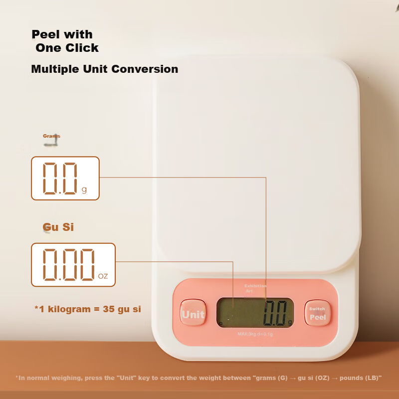 Zhanyi Kitchen Scale, Electronic Measuring Scale for Home Use, Small Precision Food Scale, High-Accuracy Gram Scale for Baking