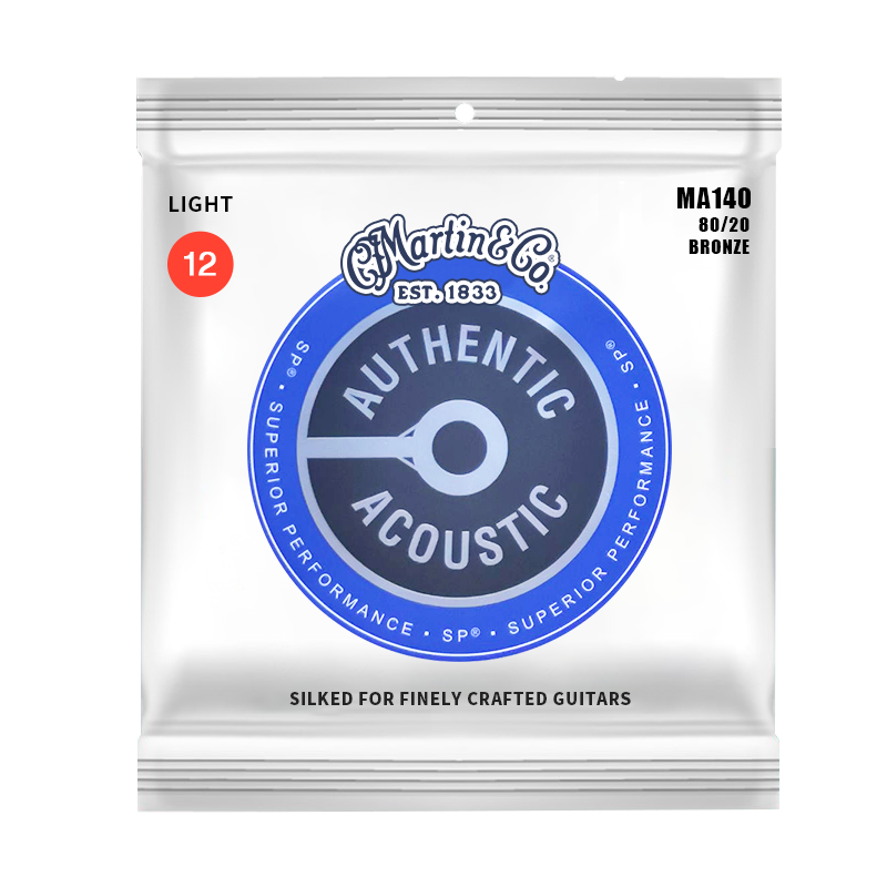 MARTIN MA140 Acoustic Guitar Strings, SP Series, Brass 012/054 Folk Strings, Original Import