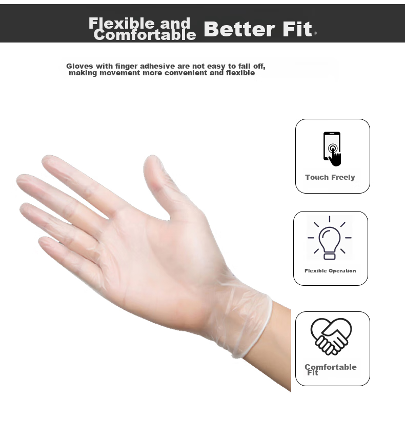 WOLSGIN Disposable PVC Gloves, 100 Pieces, Large Size, Food Grade, Thickened, for Kitchen, Dishwashing, Catering, Cleaning And Inspectio 5