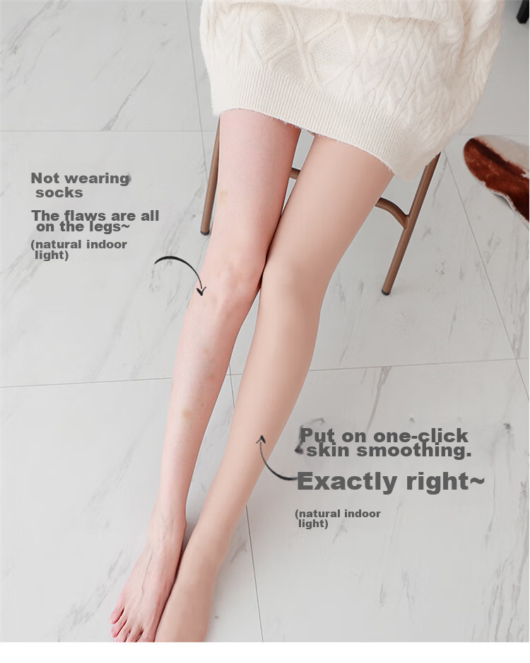 LangSha Leggings for Women, Double-Layered Autumn And Winter Fleece-Lined Seamless Nude-Colored Pantyhose, Skin Color Tights 11