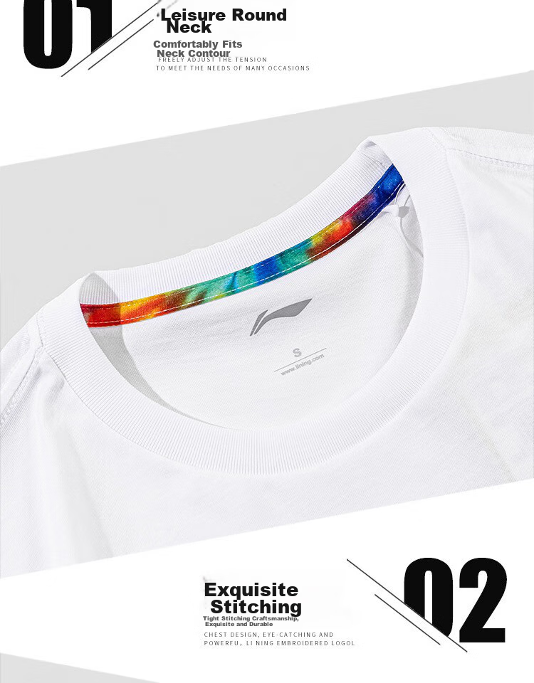 Li-Ning Men's Summer Breathable Sports Casual Versatile T-Shirt, Round Neck, Loose Fit, Comfortable and Skin-Friendly Short Sleeve Tee 6