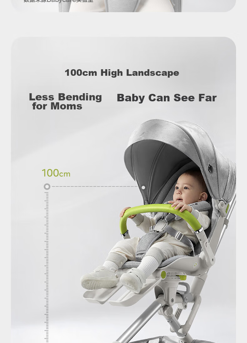 Babycare First-Class Stroller, High Landscape Baby Walker, Lightweight Foldable Reclining Forward And Reverse, Time Silver 17