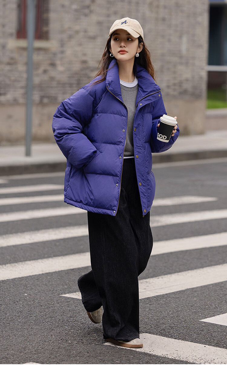 Dme [Light Warm Winter] Vintage Stand Collar 90% Duck Down Jacket for Petite Women, Warm Coat for Winter 11