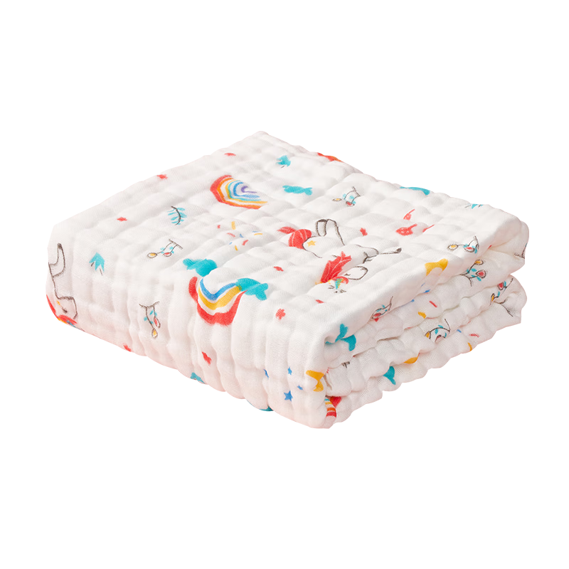 Mianzhirun Baby Muslin Bath Towel, 6-Layer Class A Cotton Gauze, Newborn Bath Towel, Baby Wrap Towel, 105*105cm Bear Desig