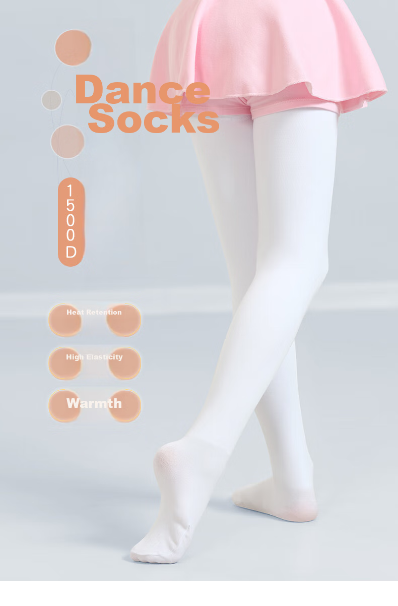 Aiwuge Children's Socks, Spring And Autumn Thin Fleece, Dragon Hair Dance Socks, White Base Tights, White, S Size 1