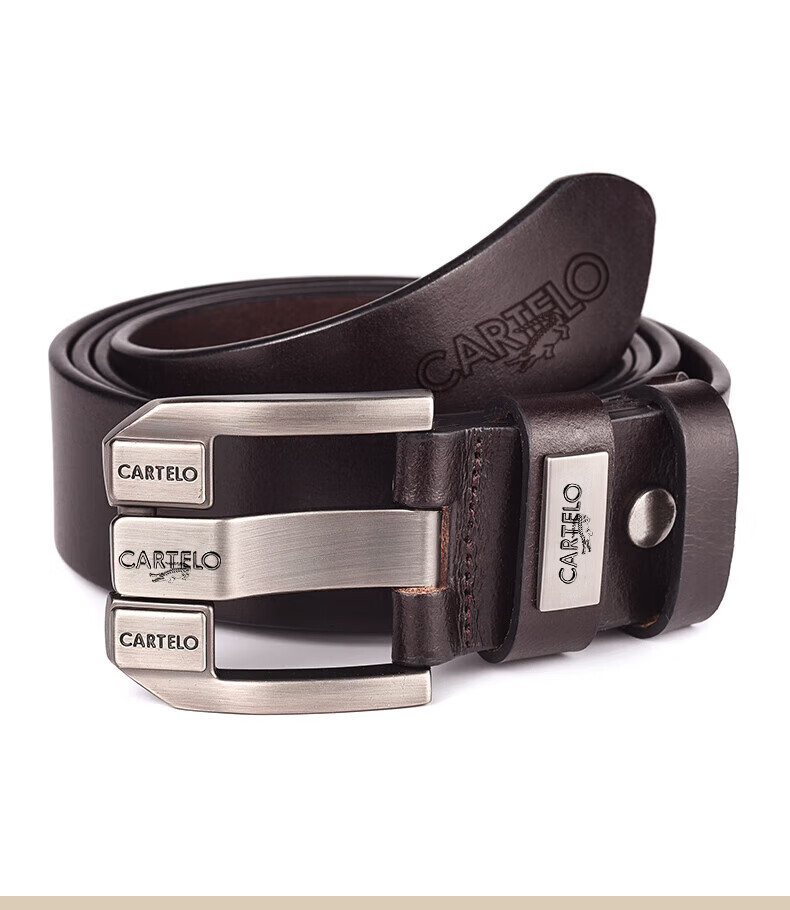 CARTELO Men's Top-Grain Leather Belt, Business Casual Pin Buckle Trouser Belt, Gift for Boyfriend, Husband, Or Father 15